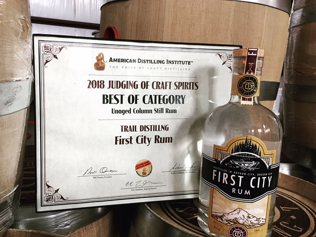 Trail Distilling's First City Rum wins American Distilling Institute's 2018 Best of Category. Congratulations!