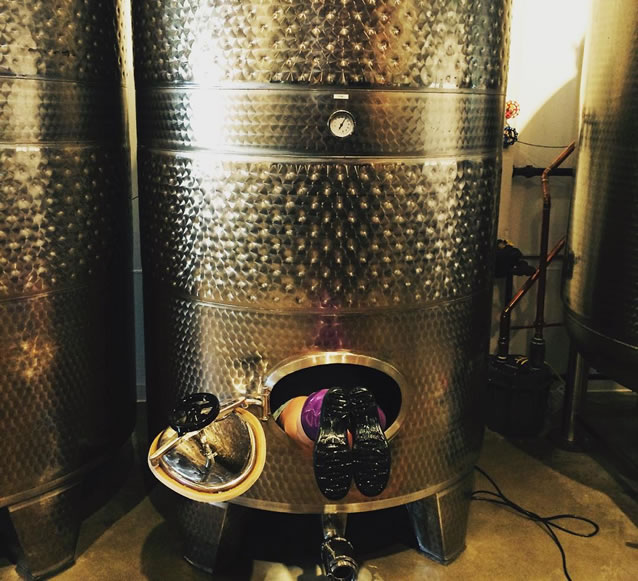 Cleaning out the fermenter.