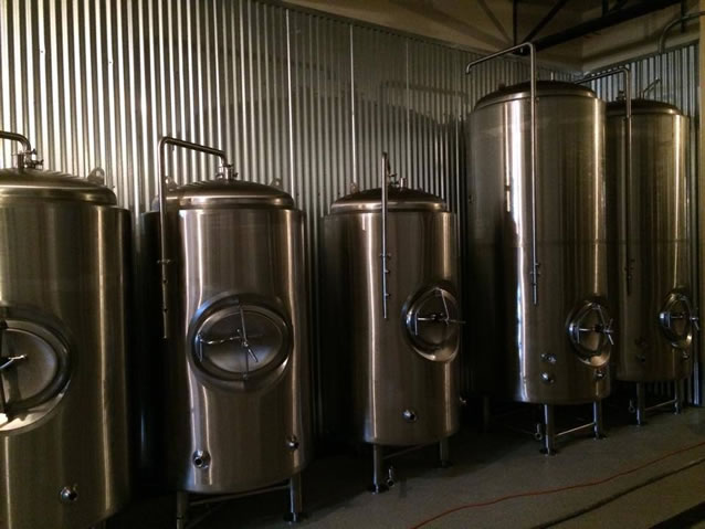 Distillery tanks.
