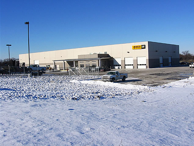 It may be cold and snowy outside but inside a radiant floor heating system keeps the John Fabick Tractor Company in Columbia, Missouri, warm and comfortable.
