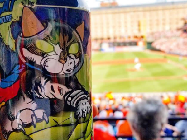 Celebrating opening day with the O's and Full Tilt Brewing Galacticat beer.