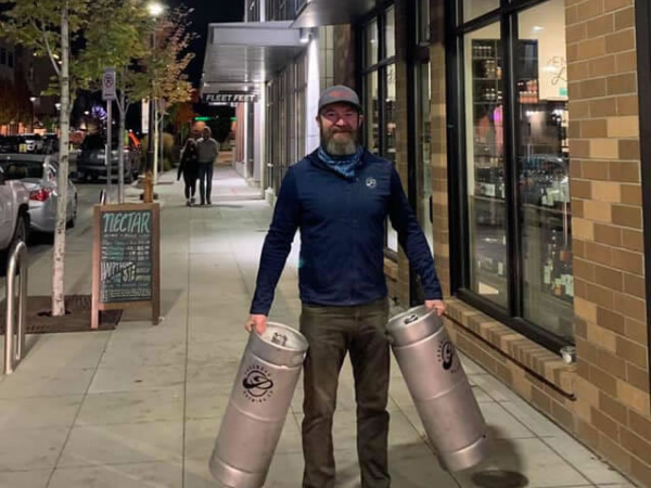 Steve, founder, delivering their first beer creation. This dream has been a long-time coming.