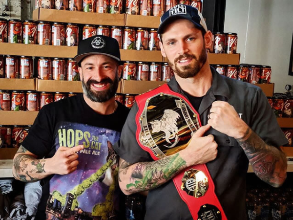 Award-winning Hops the Cat Pale Ale trophy belt. Congratulations guys!