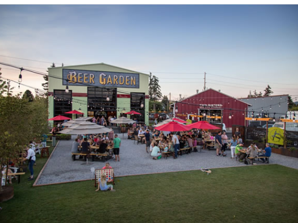 The brewery features a spacious, family friendly beer garden.