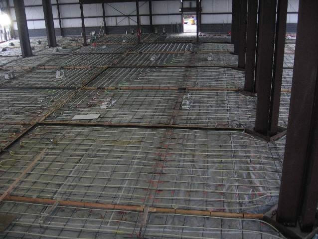 PEX tubing installed for main shop; ready for concrete to be poured.